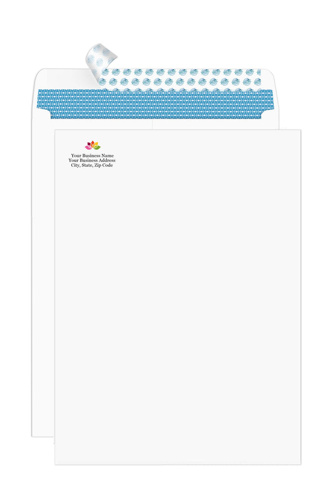 9X12 Custom Printed Envelopes Security Tinted SelfSeal White — Aimoh