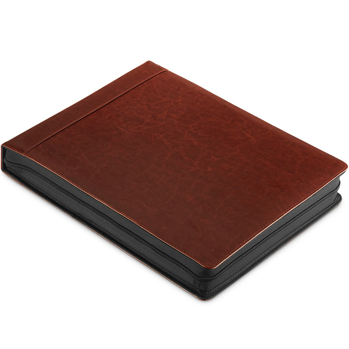 Inkline 7 Ring Check Binder Portfolio -Professional PU Leather Binder with Zippered Closure -500 Check Capacity -9x13 Inch Sheets -Document & Card Organizer - Large Tablet Pocket - Mahogany (80014) - Aimoh