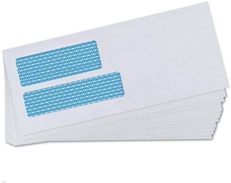 #10 Double Window SELF Seal Security Envelopes - for Invoices, Statements & Documents, Security Tinted - Size 4-1/8 x 9-1/2-24 LB - 500 Count (30001) - Aimoh