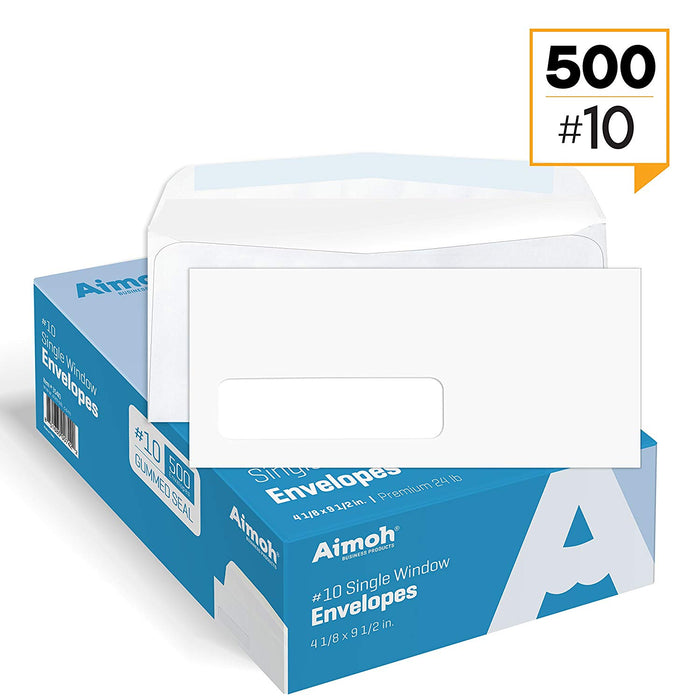 #10 Envelopes - Single Left Window - Gummed - Aimoh