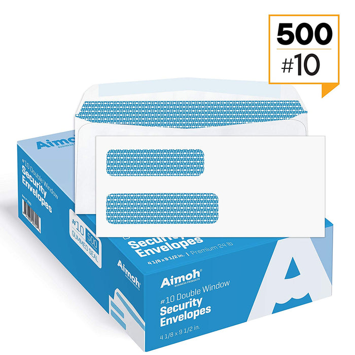 #10 Envelopes - Double Window - GUMMED - Security Tinted - Aimoh