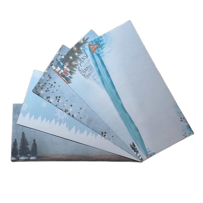 100 sobres autosellables n.° 10 con estampado de copos de nieve navideños: diseño de paraíso invernal para tarjetas navideñas, invitaciones a fiestas y correos de temporada.