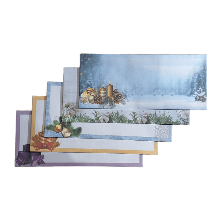 100 sobres autosellables n.° 10 con estampado de copos de nieve navideños: diseño de paraíso invernal para tarjetas navideñas, invitaciones a fiestas y correos de temporada.