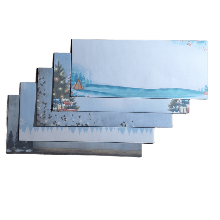 100 sobres autosellables n.° 10 con estampado de copos de nieve navideños: diseño de paraíso invernal para tarjetas navideñas, invitaciones a fiestas y correos de temporada.