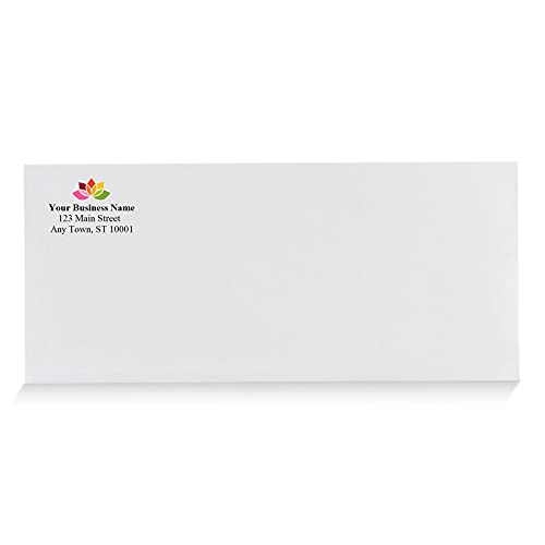 #10 Custom Printed Security Tinted Gummed Envelopes – Personalized with Logo and Address/Return Address Imprinted - Size 4-1/8 X 9-1/2" - White - 24 LB