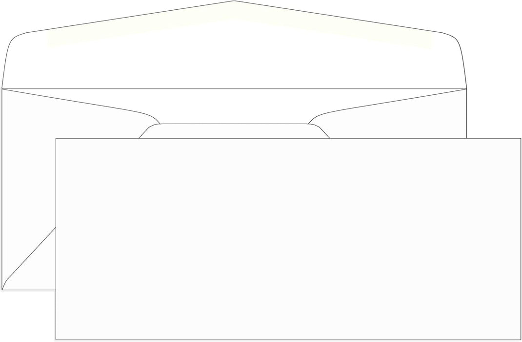 #10 White Envelopes, 500 Count – 24 LB Premium Paper – Regular Gummed Seal – Standard 4-1/8” x 9-1/2”
