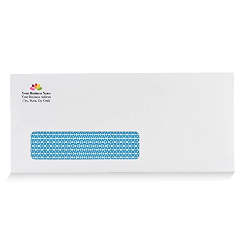 #10 Custom Printed Single Left Window Envelopes - Text and Logo Customization - Gummed Closure - Size 4-1/8x9-1/2 Inches -24LB - Aimoh