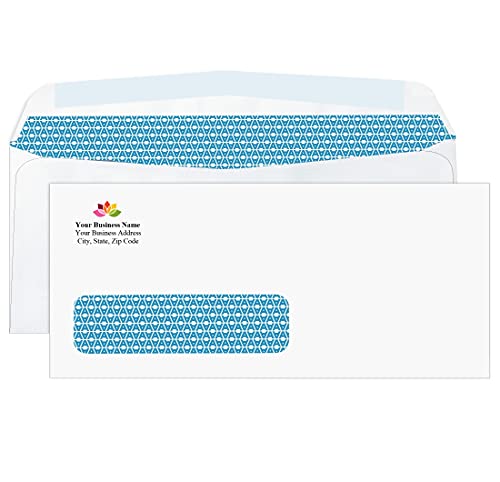 #10 Custom Printed Single Left Window Envelopes - Text and Logo Customization - Gummed Closure - Size 4-1/8x9-1/2 Inches -24LB - Aimoh