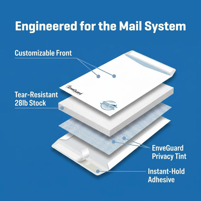9X12 Envelopes - Security Tinted - Self-Seal - White - 100 Count - Aimoh
