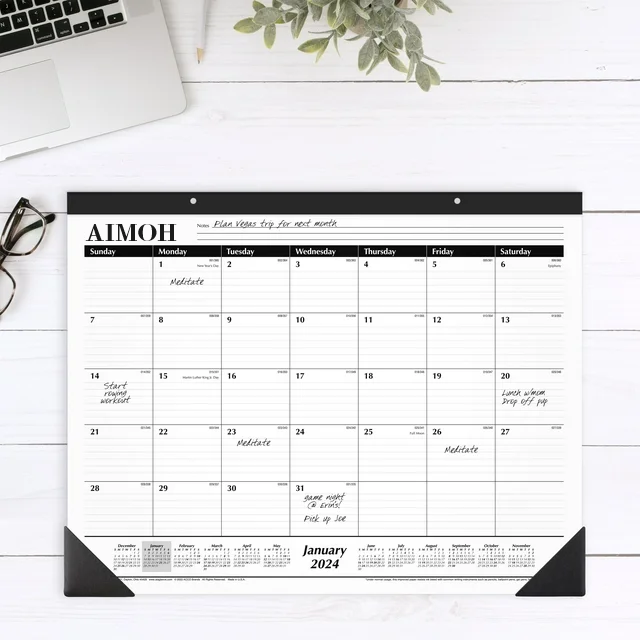 Aimoh 2024 Monthly Desk Pad Calendar Standard 21 34 x 17 - Desk Pad - Aimoh