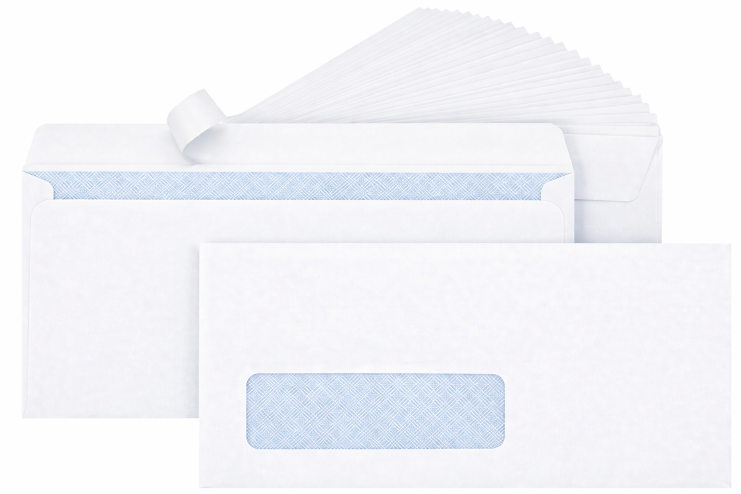 LetterA #10 White Envelopes, Single Window, Self-Seal, Square Flap, 500 Count - Aimoh