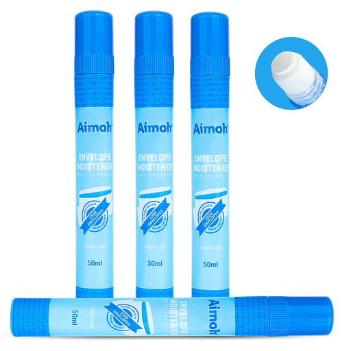 Envelope Moistener with Adhesive, Fast-Drying, Envelope Sealer, Stamp and Letter Glue licker, Ideal for envelopes, Stamps, Letters - 4 Pack (13454) - Aimoh