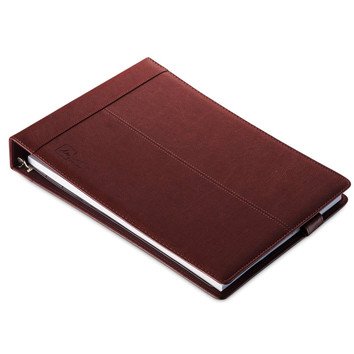 Executive 7 Ring Check Binder, Premium PU Leather, 500 Check Capacity, for 9x13 Inch Sheets, with Calendar Organizer & Storage Pouch, Sleek Business Design, Premium Quality - Mahogany (11714) - Aimoh