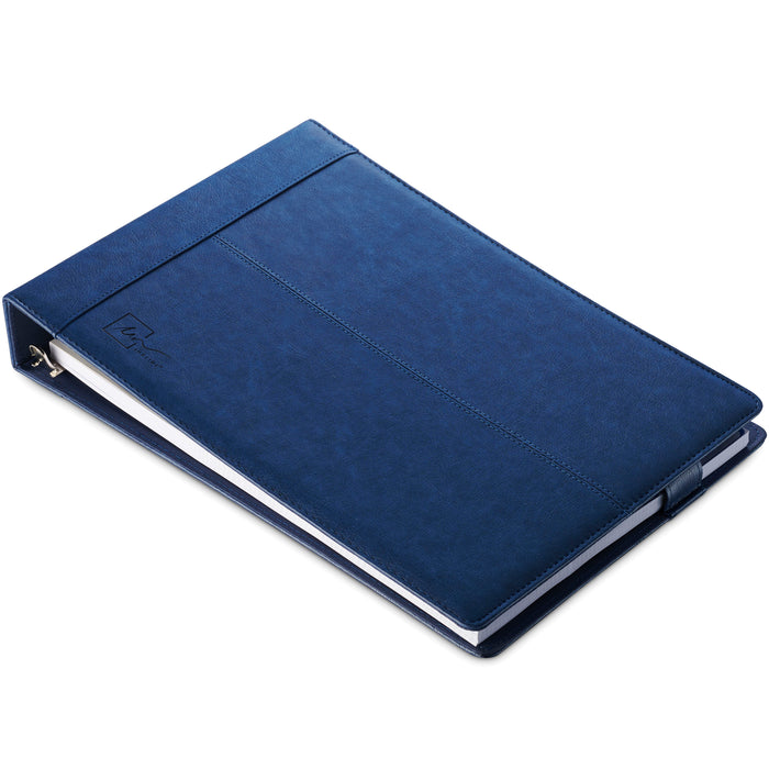 Executive 7 Ring Check Binder, Premium PU Leather, 500 Check Capacity, for 9x13 Inch Sheets, with Calendar Organizer & Storage Pouch, Sleek Business Design, Premium Quality - Navy (11715) - Aimoh