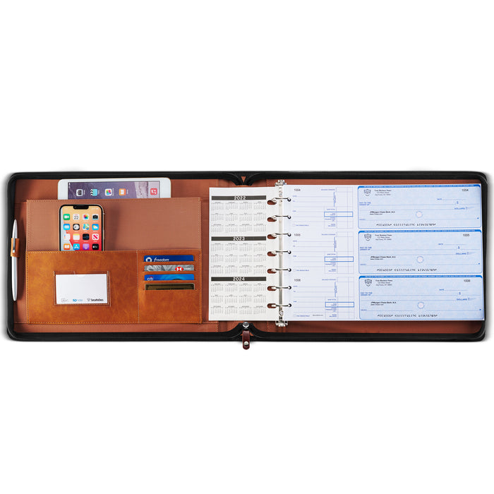 Inkline 7 Ring Check Binder Portfolio -Professional PU Leather Binder Aimoh Inkline 7 Ring Check Binder Portfolio -Professional PU Leather Binder Aimoh