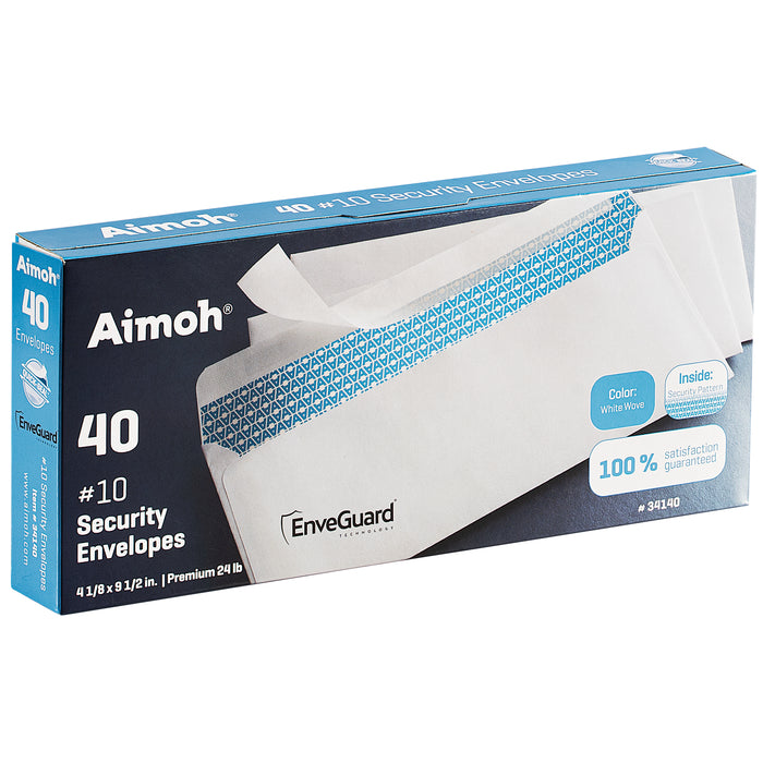#10 Envelopes - No Window - Quick-Seal - Security Tinted - 40 Count - Aimoh