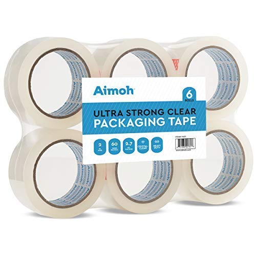 Packing Tape - 2.7mil Heavy Duty - 6 Rolls - Size 1.88 x 60 Yard - Aimoh