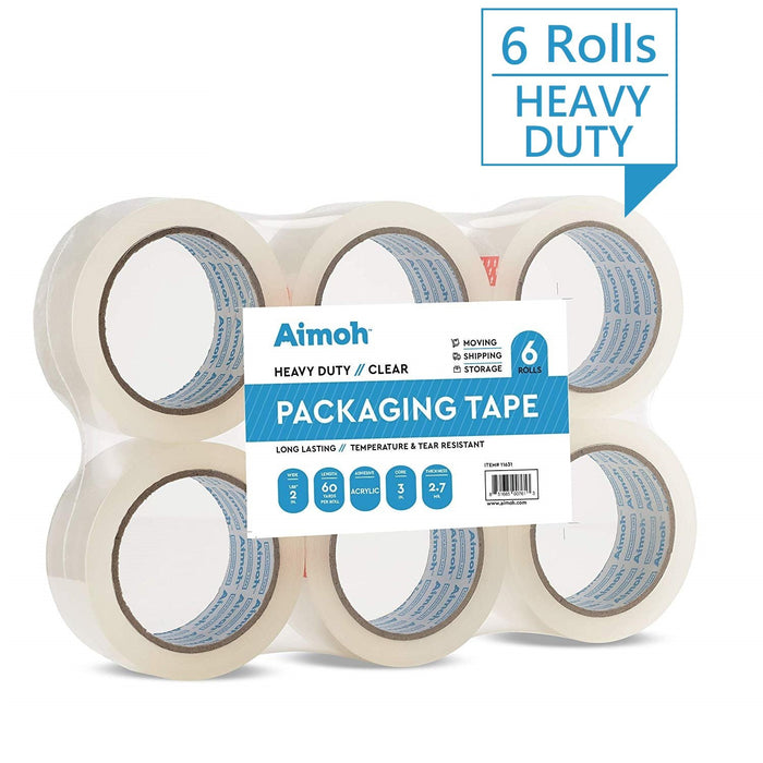 Packing Tape - 2.7mil Heavy Duty - 6 Rolls - Size 1.88 x 60 Yard