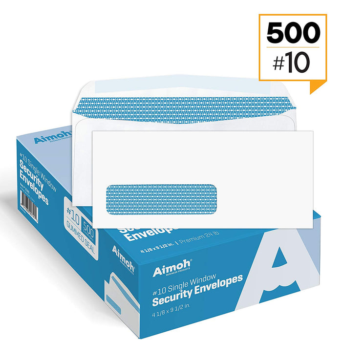#10 Envelopes - Single Left Window - GUMMED - Security Tinted - Aimoh