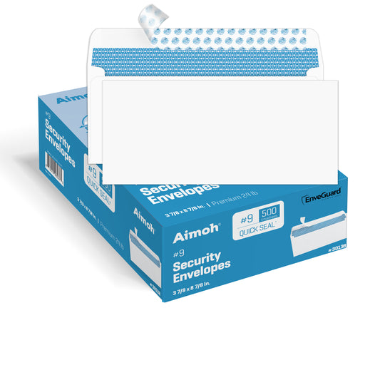 #9 Envelopes - Windowless - Security Tinted - Self-Seal - 500 Count - Aimoh