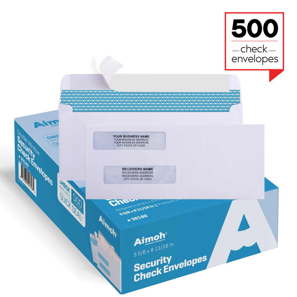 Check Envelopes - Double Window - SELF-SEAL - Security Tinted — Aimoh